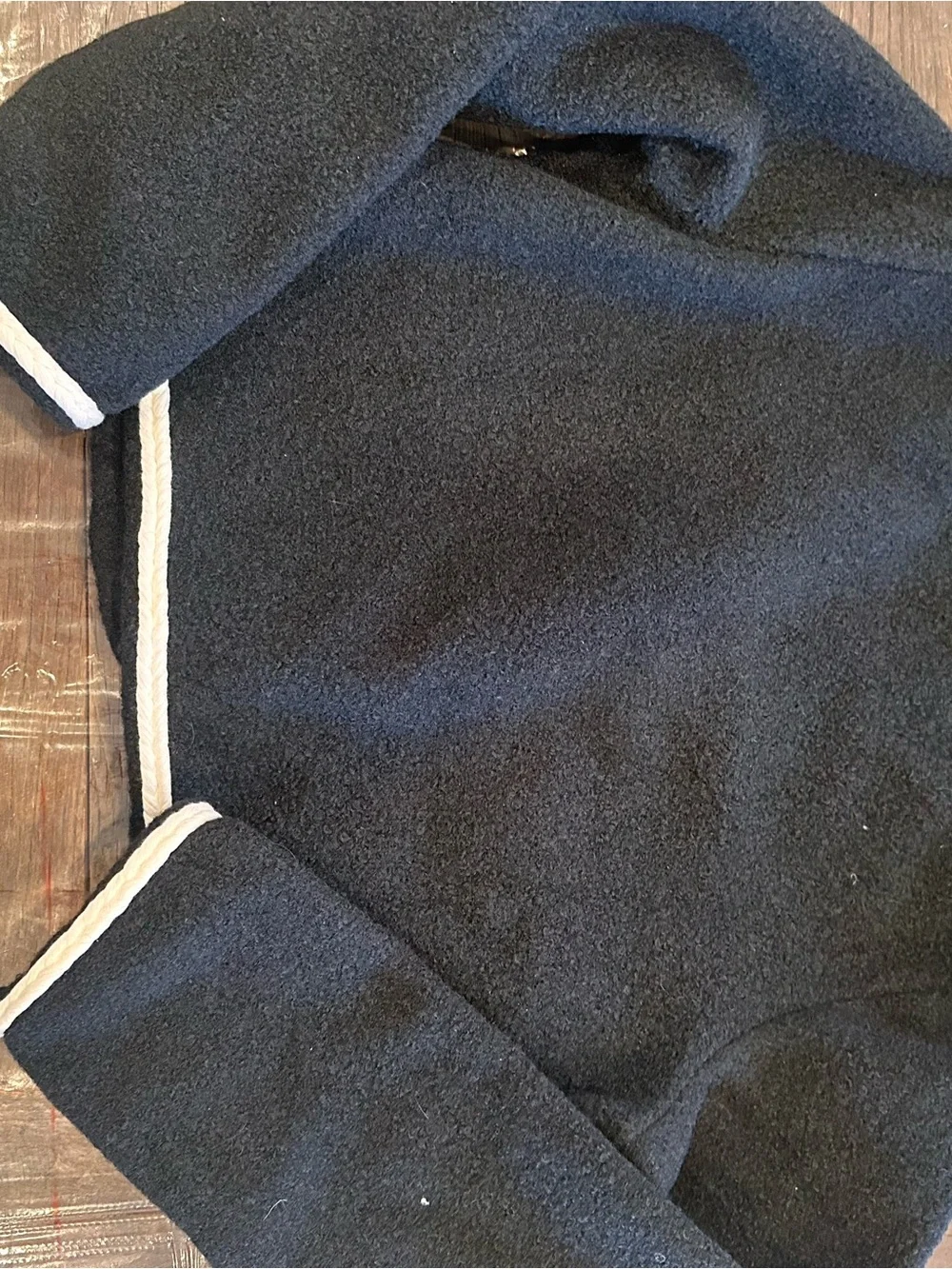 J. Crew Black Bouclé Yarn Lady Cropped Jacket with White Trim